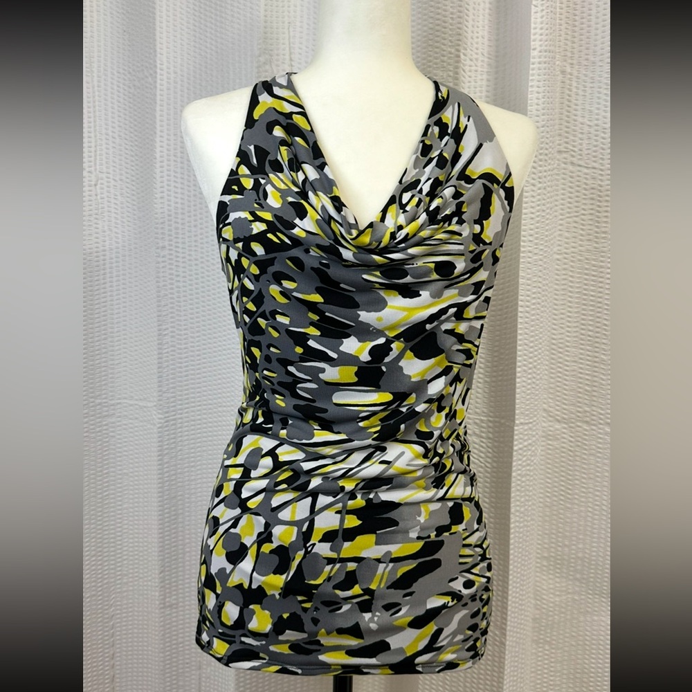 INC International Concepts Gray and Yellow Sleeveless Top